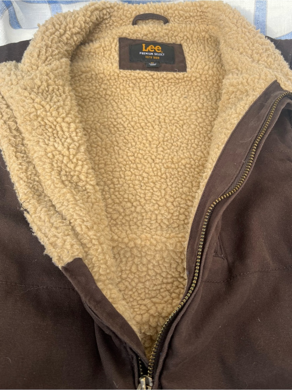 Men’s Lee Brown Workwear Vest with Cream Sherpa Lining